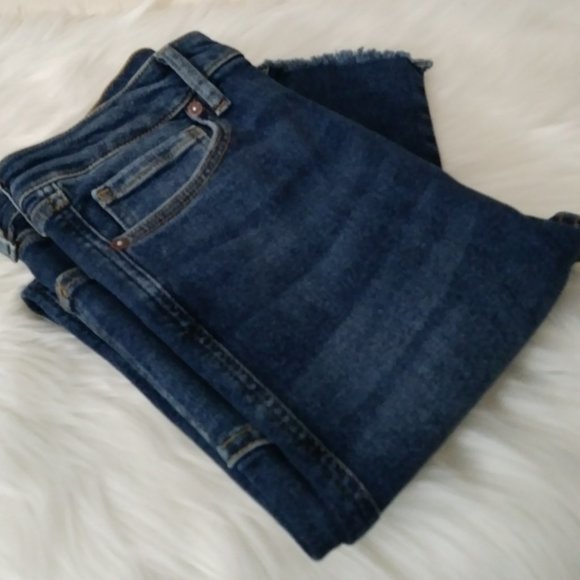 Jeans We the Free People High Rise  Frayed Hems Blue Jeans Size 28 - Picture 7 of 16